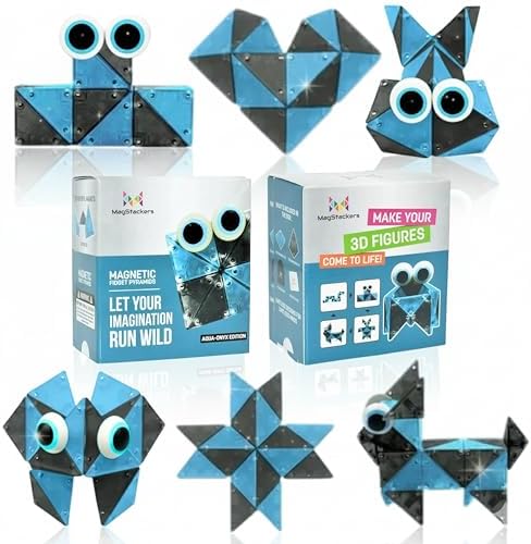 MagStackers Magnet Fidgets for Kids - 22 Pc Magnetic Tiles Toy Building Set with Tetrahedron and Tripyramidal Magnet Blocks for 5+ Years - Reduce Fidgeting and Create 1000+ Fun Creatures and Designs by HyperBlasters