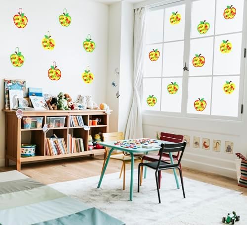 Renbuzhu 40PCS Back to School Apple-Shaped Crafts Bulk: Tissue Paper Sign Suncatchers, First Day of Classroom Activities DIY Kit, Fall Decorations, Window Stained Glass Effect Art Supplies - Image 3