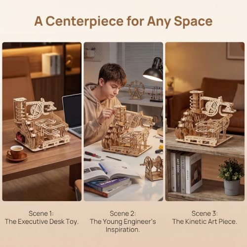 Adult 3D Wooden Spiral Walkway Marble Run Assembly Kit, DIY Mechanical Model Building Set, Educational STEM Puzzle Desktop Toy, Birthday Gift for Teens Aged 14 and up, All-new Upgraded Deluxe Edition - Image 4