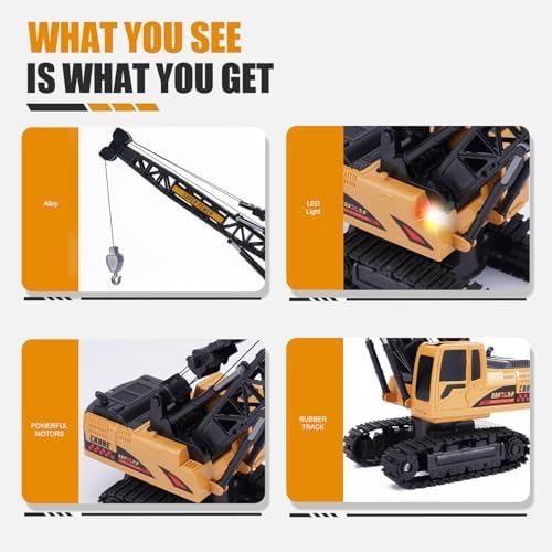 Jiakora Remote Control Crane Toy, 1:14 Scale RC Construction Vehicle with Metal Hook & 2 Batteries Included - Realistic Engineering Toy Truck, for Boys Girls 3 4 5 6 7 8 Years Old - Image 6