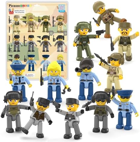 Picasso Toys Magnetic Action Figures Character Law Enforcement for Construction Building Block Tiles Toy Set Magnet Expansion Variety Pack Educational STEM Learning Kit Pretend Playset PTA12 by PicassoTiles