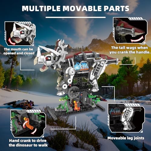 Mechanical Triceratops Dinosaur Building Set with Lights for Boys - Image 3