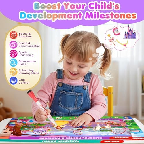 Search and Find Activity Books, 2 In 1 Princess Seek Game Coloring Books - Image 5
