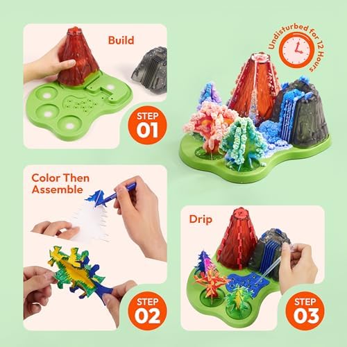 JOVA Klever Kits Crystal Land Growing Lab- Craft Kits for Kids Aged 8+ Science Gifts with 6 Unique Natural Elements and Light-Up Base, STEM Activities Birthday Gift - Image 6