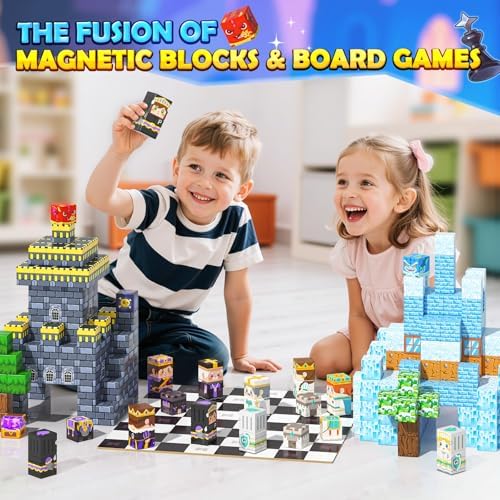 144PCS Magnetic Blocks - Mine Magnet World Chess Set, Magnetic Building Toys Games for Kids Ages 5-7 6-8 8-12, Magnet Blocks Kids Toddler Toys, Ideal Gifts for Boys & Girls Ages 3+ - Image 3
