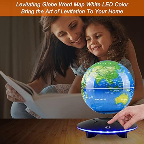 Yegvea Magnetic Levitation Globe, Levitating Globe Lamp World Map Floating & Spinning in the Air for Educational Piece for Kids (blue, 6 inch) - Image 6