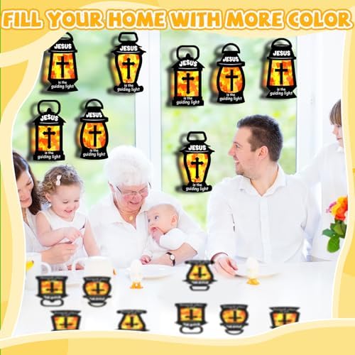 QOUBAI 32 Set Christian Suncatchers Crafts Kits Jesus is The Guiding Light DIY Religious Window Stained Glass Hanging Ornament Easter Holiday VBS Paper Craft Holy Night Lent Sunday School Activities - Image 6