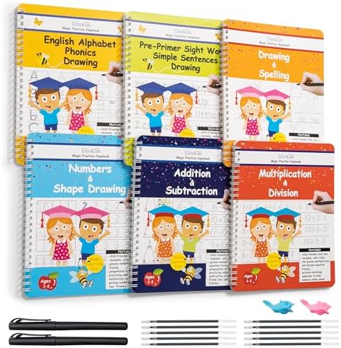 Magic Grooved Writing Practice for Kids, Trace Books for Kids Ages 3-5, 6-8, Handwriting Practice for kids 5-7, Teacher-Designed Reusable Magic Practice Copybook for Kids ages 3-8 (8.7×6.9in) by EliteKids