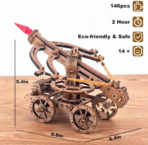 3D Wooden Puzzles for Adults, DIY Ballista Mechanical Wooden Assembly Kit - Image 5