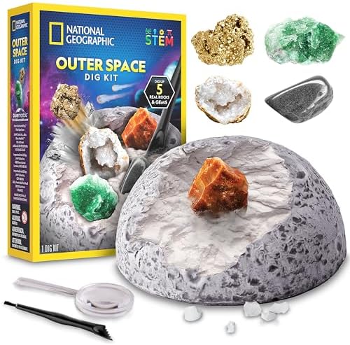 National Geographic Outer Space Gemstone Dig Kit with 5 Real Specimens by BlueMarbleToys
