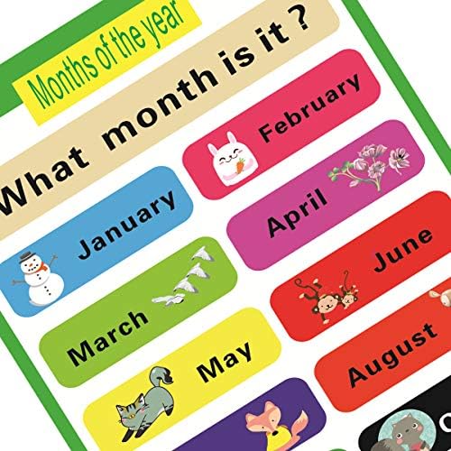 SANTSUN 2 Pieces of Set Educational Preschool Poster for Toddlers and Kids | Great for Nursery Homeschool Kind Classroom decorations | Months of The Year & Days of The Week Poster Chart(17x24in) - Image 3