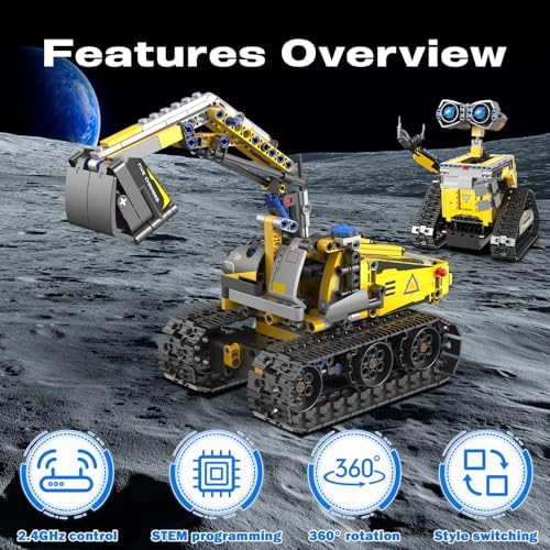 5-in-1 Remote Control Robot Building Kit, 724 Pcs Buildable Model Engineering Toys, No Coding Needed, Creative Ideal Gift for Boys Girls Kids Ages 8 9 10 11 12 13 Year Old - Image 5