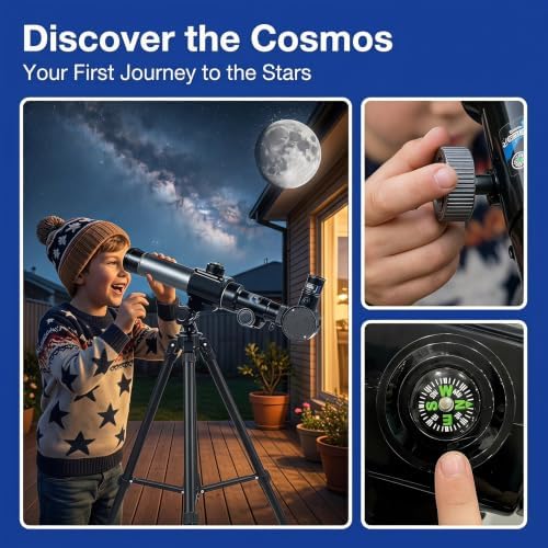 Telescope for Kids 8-12 – Professional Astronomical Telescope with 20X/30X/40X Zoom, Portable Tripod & Easy Setup, Ideal Kids Telescope for Stargazing, Moon Viewing & Landscape Observation - Image 6