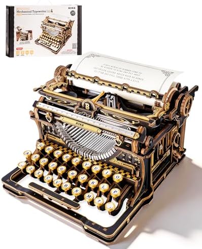 ROKR 3D Wooden Puzzles for Adults, Mechanical Typewriter Vintage Model Kits by ROKR-InterestingSmartPuzzleToys