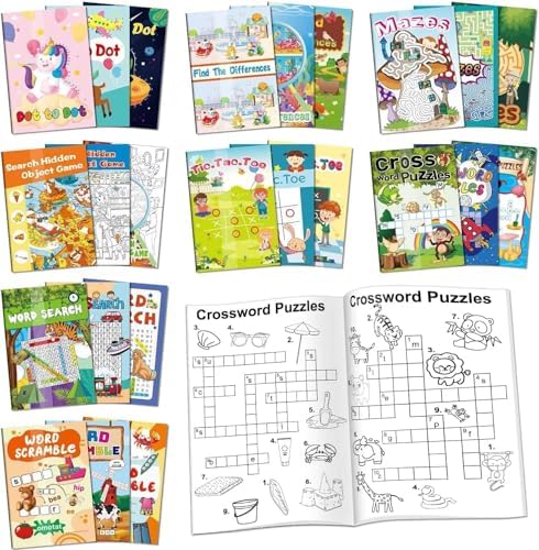 Kalysky 24 Mini Activity Books for Kids 4-12,Mazes,Dot to Dot & Word Games,Party Favors by Kalysky