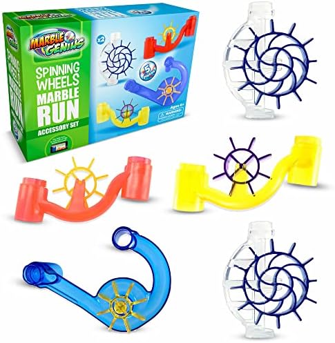 Marble Genius Spinning Wheels, 5pcs Marble Run Accessory Set for Kids Ages 4+, Fun Ultimate Marble Track Race Add-on Kit for Teens STEM by MarbleGenius
