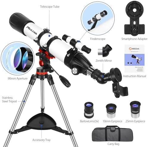 MEEZAA Telescope for Adults High Powered, 90mm Aperture 800mm Refractor - Image 6