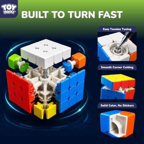 STEAM Life Speed Cube Set, Speed Cube Set of 2x2 3x3 4x4 Megaminx and Pyramid Cube Smoothly Stickerless Magic Cubes Collection for Kids & Adults - Image 3