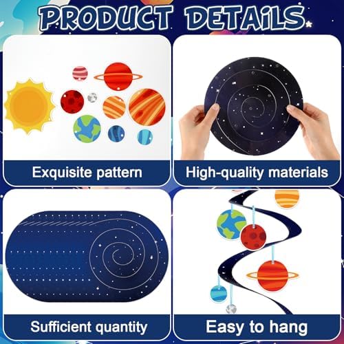 24 Sets Space Craft Kits DIY Solar System Hanging Decoration Make Your Own Outer Space Paper Crafts Ornament Galaxy Planet Star Stickers Games for Home School Classroom Activities Party Favor Gift - Image 3