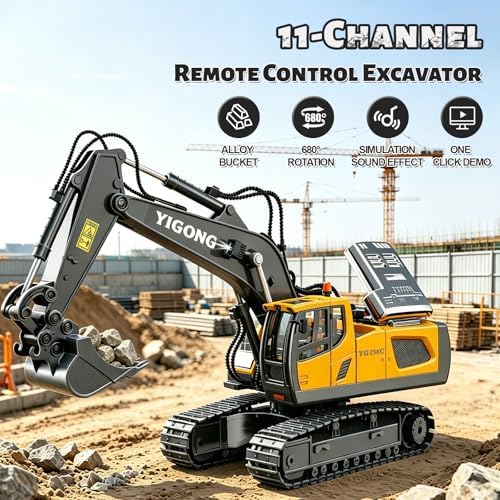 Remote Control Excavator (11-Channel), Dump Truck, Bulldozer, Loader (9-Channel), 2.4GHz Remote Control Construction Vehicles, Made of ABS, with Cool Lights and Sound Effects, 4-Pcs - Image 4