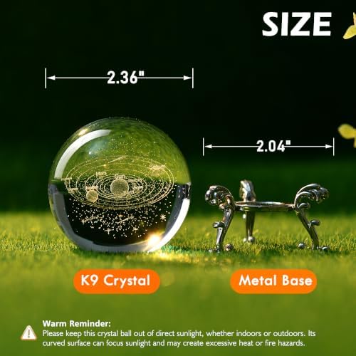 IFOLAINA 3D Solar System Crystal Ball 60mm Laser Engraved Glass Sphere - Image 4