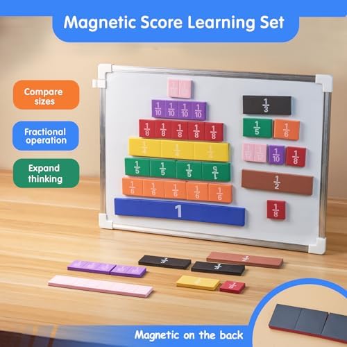 TOMMYHOME Magnetic Fraction Tiles for Kid's Maths Toys.Standing Teaching aids for Primary.Help Kids Learn Fractions (Rectangular) - Image 2