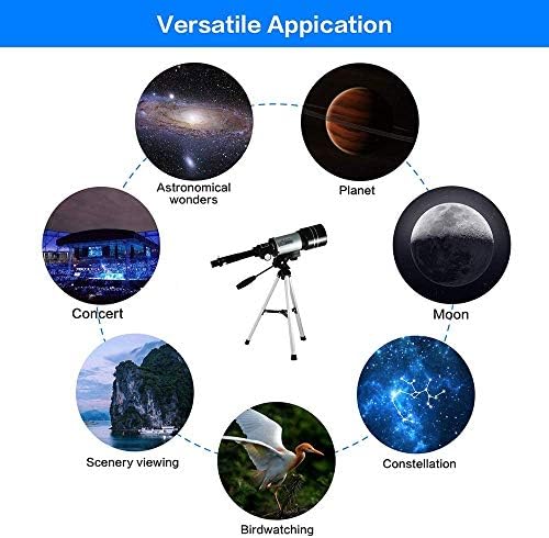Portable Monocular Astronomy Telescope, 300/70mm 150X Zoom Refractor Telescope for Kids and Astronomy Beginners, Travel Telescope Kit with Super Lightweight Tripod - Image 7