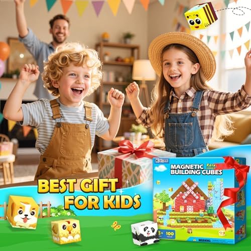 Magnetic Blocks, Build Mine Magnet World Forest Farm Edition, Magnetic Building Blocks for Kids Ages 4-6 6-8 8-12, Sensory STEM Toys for Boys & Girls - Image 6
