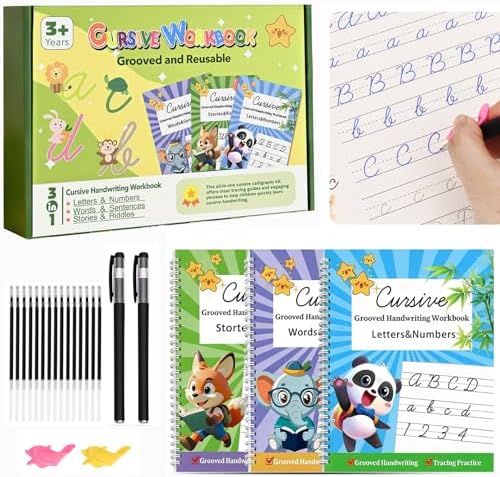 Grooved Cursive Handwriting Workbook for Beginners Kids Ages 8-12 | Cursive Writing Practice Book | Magic Ink Cursive Books with Riddles, Stories & Quotes | Handwriting Without Tears Cursive by Unknown