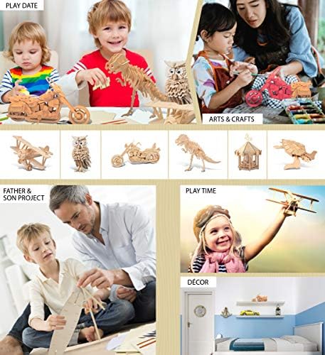 Puzzled 3D Puzzle Motorcycle Wood Craft Construction Model Kit, Fun & Educational DIY Wooden Toy Assemble Model Unfinished Crafting Hobby Puzzle to Build & Paint for Decoration 110 Pieces Pack - Image 5