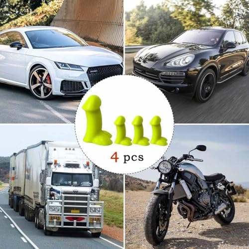 4 PCS Prank Tire Valve Stem Caps, Prank Valve Stem Caps Airtight Dust Proof Covers Anti-Rust Valve Stem Cover Wheel Tire Exterior Accessories for Cars, Bike, Trucks,Motor (Yellow) - Image 6