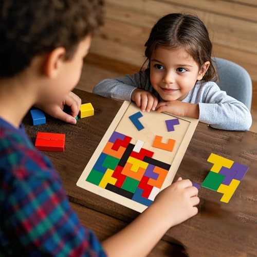 3 otters Wooden Blocks Puzzle 2 Set Russian Brain Teaser Tangram Intelligence Toys STEM Montessori Educational Gift for Kids Stocking Stuffers (Pack of 3) - Image 4