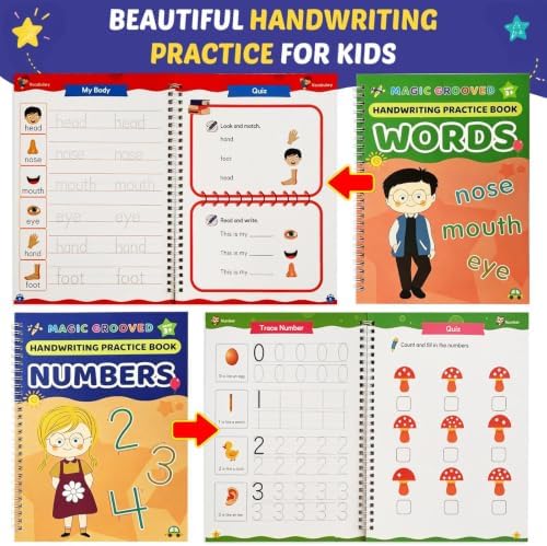 Premium 7 Magic Grooved Writing Practice Handwriting Books for Kids Ages 3-5 Letter Tracing Book Learn to Write Age 3-8 Children Workbook Learning Activities Reusable Preschool Education Home - Image 4