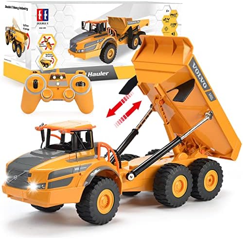 DOUBLE E Volvo RC Dump Truck Toy for Kids, Articulated Hauler, Remote Control Construction Toys Vehicles with Lights, Birthday Gifts Ideas for Boys Age 6 7 8 9 10 Year Old and up by DOUBLEE