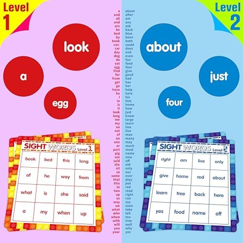 SpriteGru Sight Word Bingo Game, 120 Sight Words Learn to Read Level 1 & Level 2 Bingo Board Game Dolch's & Fry's Words Lists for Kindergarten and Preschool Kids 4-8, Perfect for Classroom & at Home - Image 3