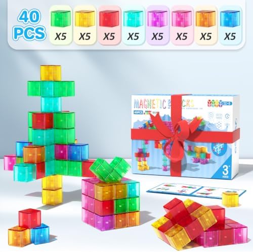 Magnetic Blocks 40PCS 1.34" Transparent Large Magnetic Building Cubes - Image 3