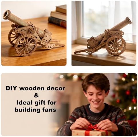 3D Wooden Puzzles Cannon Building Kit for Adults, DIY Launchable Model Set - Image 4