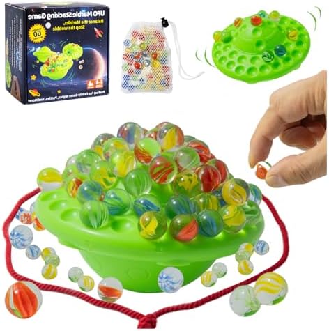 Wobble Marble Stacking Game for Kids, Marble Balance Board Game with 60 Glass Marbles & Storage Base,Fun Group Play for 1-4 Players,Birthday for Kids Ages 8-12Halloween gifts&Christmas gifts by Unknown