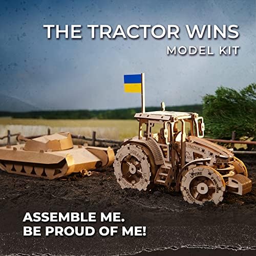 UGEARS The Tractor Wins Model Kits - Spring - Driven Model Tractor Kits to Build with Folding Paper Tank - 3D Wooden Tractor Model Kit for Self - Assembly - Mechanical 3D Puzzles for Adults and Kids - Image 5