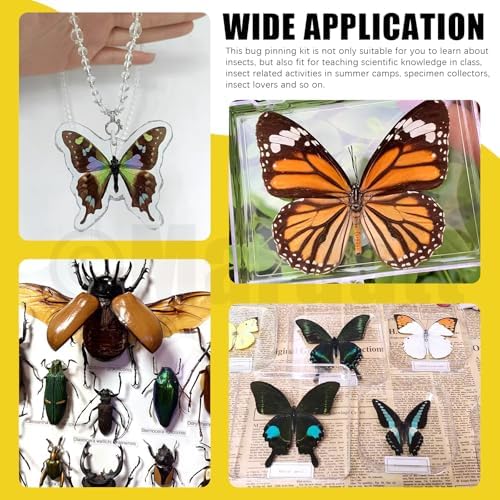 Mardatt 15Pcs Making Insect Specimen Tools Kit, Insect Pinning Kit with Insect Pinning Block, Insect Pinning Board, Insect Pins, Wings Pressing Paper, Insect Display Case, Tweezers, Scissors - Image 7