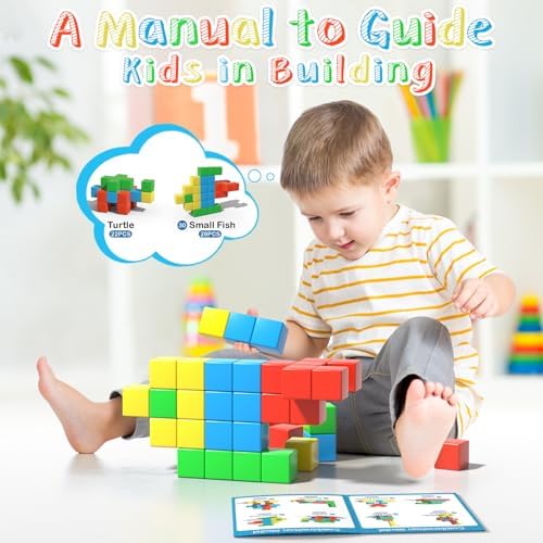 Large Magnetic Blocks,56PCS 1.34in 3D Building Cubes for Kids Ages 3+ - Image 4