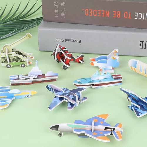 CCINEE 25 Pcs Educational 3D Cartoon Puzzles for Kids,3D Aircraft Learning Educational Paper Puzzle Game for DIY Crafts Gifts - Image 7