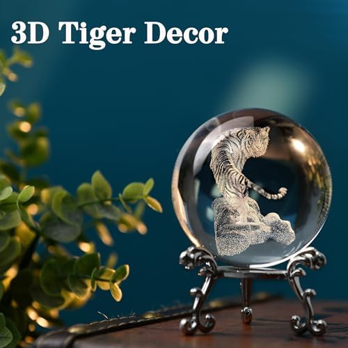 IFOLAINA 3D Tiger Crystal Ball Tiger Figurines in Crystal Ball 60mm Decor - Image 5