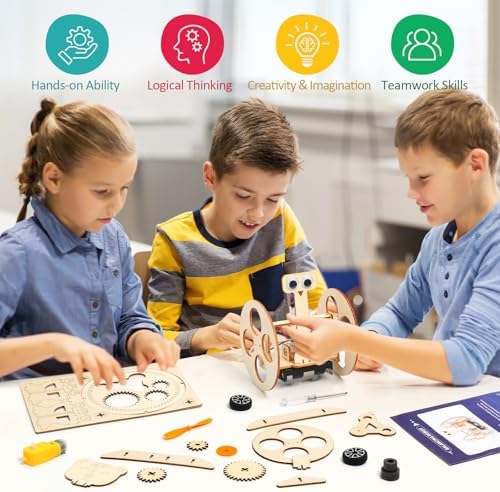 ADUSRIZ 6 in 1 STEM Kits for Kids, Wood Craft Kit for Boys Age 8-12, Science 3D Puzzles Projects, Wooden Building Kids Activity Packs Toys Gifts for 5 6 7 8 9 10 11 12 Year Old Boys Craft Kits - Image 4