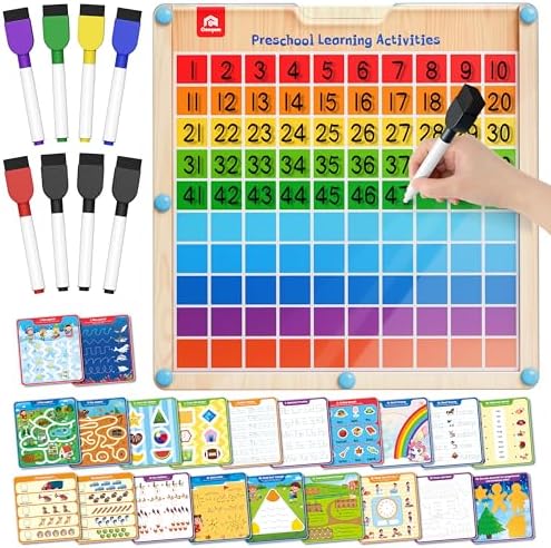 Coogam Handwriting Hundred Board, Wooden Montessori Math Manipulative by Coogam
