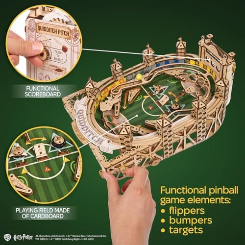 UGEARS Harry Potter Quidditch Pinball Machine - 3D Wooden Puzzles for Adults to Build, Mechanical Wooden Model Kits, Wood Brain Teaser Puzzles, Harry Potter 3D Puzzle Pinball Game for Christmas - Image 4