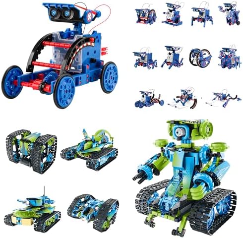 Bundle - 2 Items: Sillbird 12-in-1 Solar Robot Toys & Robot Car Building Kit with Remote Control Christmas STEM Gifts for Boys Ages 8-14, DIY Science Educational Robotic Toys for Kids Teens Birthday by Sillbird