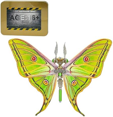 3D Metal Puzzle Steampunk Butterfly Model, DI YAssembly Mechanical Metal Graellsia Isabellae Moth Model DIY Kits Gifts for Teens and Adults (150PCS+) by Unknown