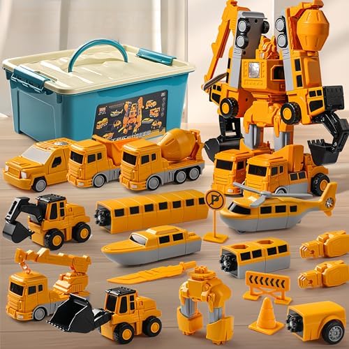 Magnetic Transform Engineering Car Assembled Toys with Storage Box, Magnetic Cars and Trucks for Kids, Magnetic Blocks for Toddlers,Outdoor Activities for Kids Ages 3-5 4-8 by KKPOT