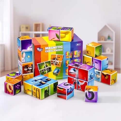 Pairez Toys Magnetic Building Blocks for Toddlers, 6 Theme Puzzle Cube Sets - Image 4